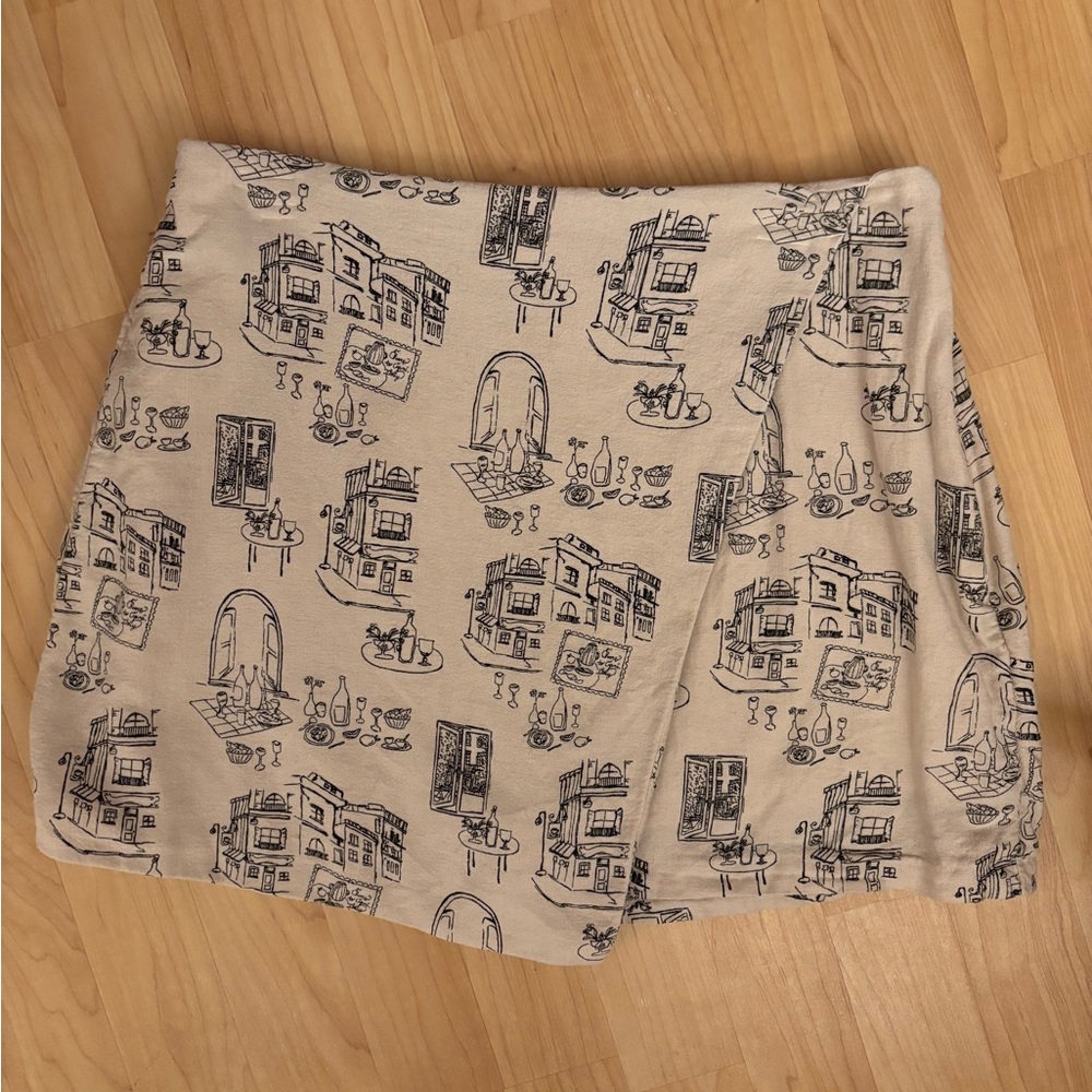 Beige Graphic Skirt